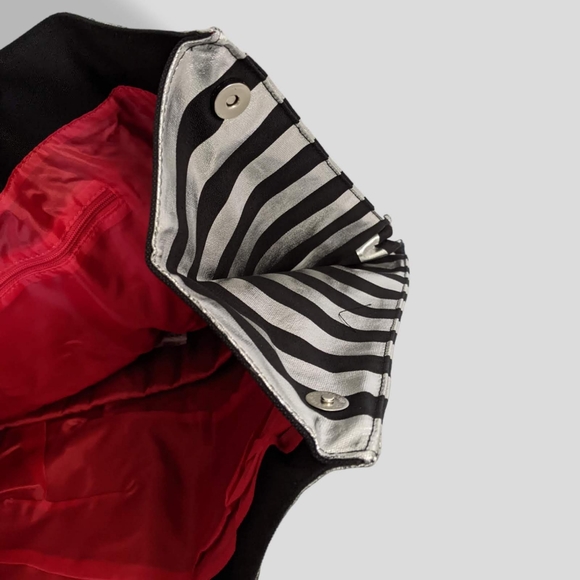 Victoria's Secret X-Large Black Metallic Silver Horizontal Striped Tote Bag - Picture 10 of 11